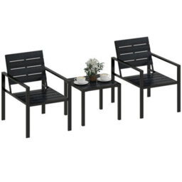 Outsunny 3 Pieces Garden Bistro Set For 2, Outdoor Bistro Table And Chairs - thumbnail 2