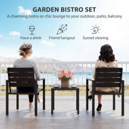 Outsunny 3 Pieces Garden Bistro Set For 2, Outdoor Bistro Table And Chairs - thumbnail 4