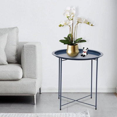 Butlers Tray Table Top Side Table Foldable Living Room - Blue - image 1