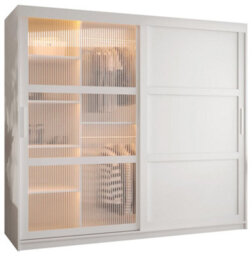 Arte Flutes Iii Sliding Door Wardrobe With Glass And Panel Doors And Led Lighting (H2000mm W2000mm D620mm) - White Matt - thumbnail 2