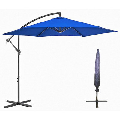 Samuel Alexander 3M Cantilever Parasol In Blue With Crank Handle For Patio Garden Banana Parasol With Uv Protection Outdoor Umbrella Sun Shade - image 1
