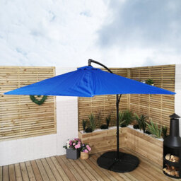 Samuel Alexander 3M Cantilever Parasol In Blue With Crank Handle For Patio Garden Banana Parasol With Uv Protection Outdoor Umbrella Sun Shade - thumbnail 9