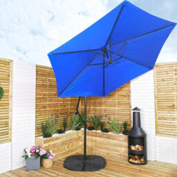 Samuel Alexander 3M Cantilever Parasol In Blue With Crank Handle For Patio Garden Banana Parasol With Uv Protection Outdoor Umbrella Sun Shade - thumbnail 4
