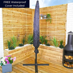 Samuel Alexander 3M Cantilever Parasol In Blue With Crank Handle For Patio Garden Banana Parasol With Uv Protection Outdoor Umbrella Sun Shade - thumbnail 7