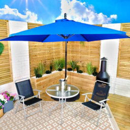 Samuel Alexander 3M Cantilever Parasol In Blue With Crank Handle For Patio Garden Banana Parasol With Uv Protection Outdoor Umbrella Sun Shade - thumbnail 2