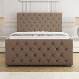 Bsspoke Maya Divan Bed Mink Plush Velvet 24Inch Headboard & 20Inch Footboard 2 Drawers Footend & No Mattress In All Sizes - thumbnail 3