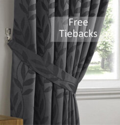Luxury Living Tivoli Eyelet Ring Top Curtains Charcoal - thumbnail 3