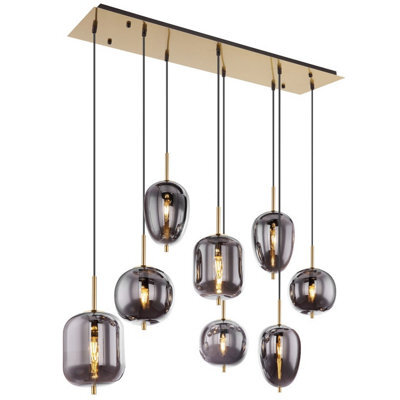 Luminosa Lighting Luminosa Blacky I Cluster Pendant Ceiling Light Brass-Coloured Glass Shade 8X E14 - image 1