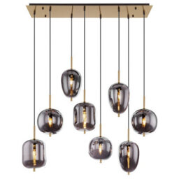 Luminosa Lighting Luminosa Blacky I Cluster Pendant Ceiling Light Brass-Coloured Glass Shade 8X E14 - thumbnail 3