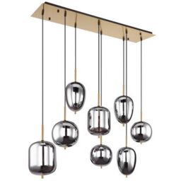 Luminosa Lighting Luminosa Blacky I Cluster Pendant Ceiling Light Brass-Coloured Glass Shade 8X E14 - thumbnail 2