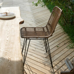 Nordlys Set Of 2 Metal And Natural Rattan Dining Chairs Exotic Boho Dining Room - thumbnail 6