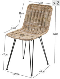 Nordlys Set Of 2 Metal And Natural Rattan Dining Chairs Exotic Boho Dining Room - thumbnail 5
