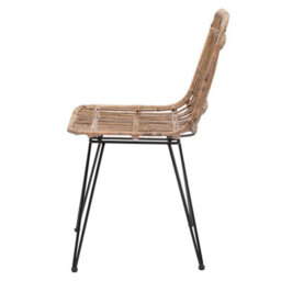 Nordlys Set Of 2 Metal And Natural Rattan Dining Chairs Exotic Boho Dining Room - thumbnail 4