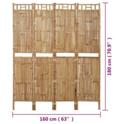 Walplus 4-Panel Room Divider Bamboo 160X180 Cm - thumbnail 8