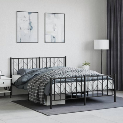 Berkfield Metal Bed Frame Without Mattress With Footboard Black 150X200Cm - image 1