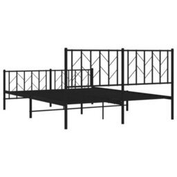 Berkfield Metal Bed Frame Without Mattress With Footboard Black 150X200Cm - thumbnail 7