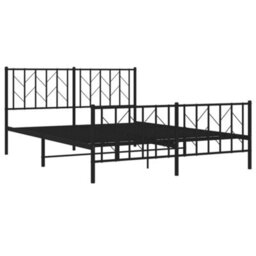 Berkfield Metal Bed Frame Without Mattress With Footboard Black 150X200Cm - thumbnail 4