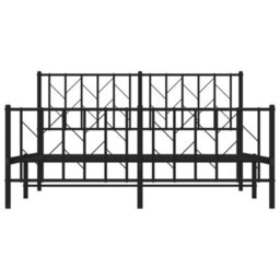 Berkfield Metal Bed Frame Without Mattress With Footboard Black 150X200Cm - thumbnail 5