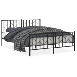 Berkfield Metal Bed Frame Without Mattress With Footboard Black 150X200Cm - thumbnail 2