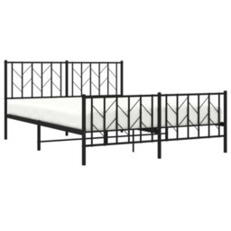 Berkfield Metal Bed Frame Without Mattress With Footboard Black 150X200Cm - thumbnail 3