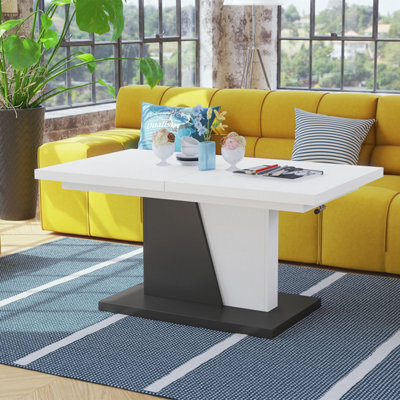 Heze Furniture Gala 2 In 1 Extending Coffee / Dining Table - White / Anthracite - image 1