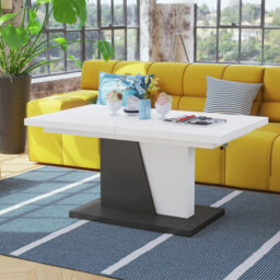 Heze Furniture Gala 2 In 1 Extending Coffee / Dining Table - White / Anthracite - thumbnail 1