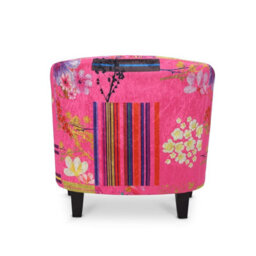 Tub Chair Armchair Club Chair In Pink Patchwork Fabric - thumbnail 6