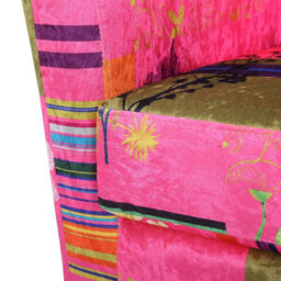 Tub Chair Armchair Club Chair In Pink Patchwork Fabric - thumbnail 8
