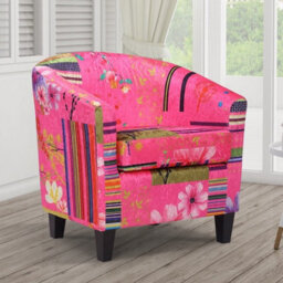 Tub Chair Armchair Club Chair In Pink Patchwork Fabric
