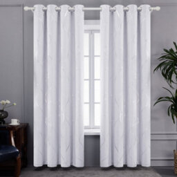 Deconovo Eyelet Blackout Curtains, Silver Wave Line Foil Printed Thermal Curtains For Bedroom, 66 X 72 Inch, Silver Grey, One Pair - thumbnail 4