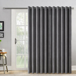 Bedlooms Grey Velvet Curtain Blackout Thermal Insulated Eyelet Door Curtain Single Panel 66 X 84 Inches With Tie Back - thumbnail 8