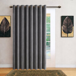 Bedlooms Grey Velvet Curtain Blackout Thermal Insulated Eyelet Door Curtain Single Panel 66 X 84 Inches With Tie Back