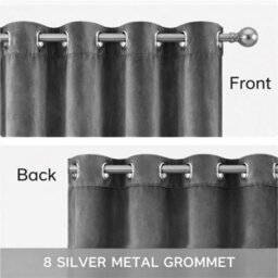 Bedlooms Grey Velvet Curtain Blackout Thermal Insulated Eyelet Door Curtain Single Panel 66 X 84 Inches With Tie Back - thumbnail 5