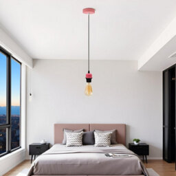 Ledsone Pink Vintage Industrial Pendant Light E27 Bulb Holder Ceiling Rose Lamp Fixture - thumbnail 7