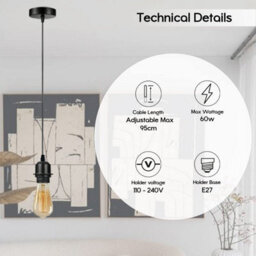 Ledsone Pink Vintage Industrial Pendant Light E27 Bulb Holder Ceiling Rose Lamp Fixture - thumbnail 3