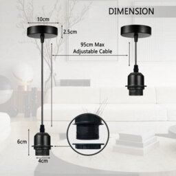 Ledsone Pink Vintage Industrial Pendant Light E27 Bulb Holder Ceiling Rose Lamp Fixture - thumbnail 2