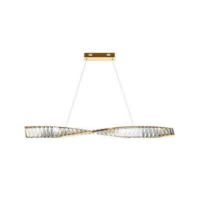 Luminosa Lighting Luminosa Krone Modern 100Cm Bar Pendant Ceiling Light Brass 3000K 1900Lm Crystal Shade - image 1