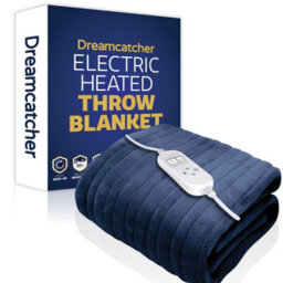 Dreamcatcher Deluxe  Xl Electric Throw Heated Double Over Blanket Soft Fleece 9 Heat & 12Hr Timer Settings - Navy Blue - thumbnail 1