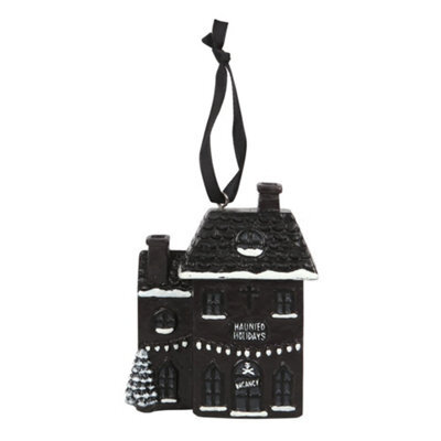 Something Different Haunted Holiday Resin House Christmas Decoration Black/white (One Size) - image 1