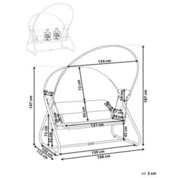 Beliani Patio Swing Solagna Metal Light Grey - thumbnail 3