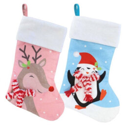 Tallon Christmas Plush Stocking Assorted Cute Designs Soft Plush Material Perfect Gift Holder Standard Size Fit Easy To Hang One