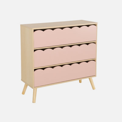 Sweeek - Wood-Effect Children's Chest Of 3 Drawers, Pink, 80X30X79 Cm - Azur - image 1