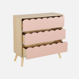 Sweeek - Wood-Effect Children's Chest Of 3 Drawers Pink 80X30X79 Cm - Azur - thumbnail 3