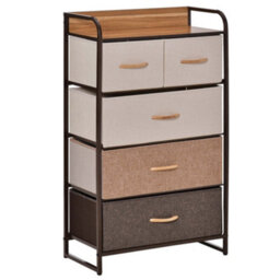 Wyld Haus Neelvefa 5-Drawer Fabric Storage Tower With Steel Frame And Wood-Effect Top, Multi-Coloured - thumbnail 2