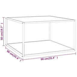 Berkfield Coffee Table Black With White Marble Glass 90X90X50 Cm - thumbnail 5