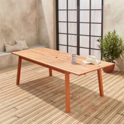 Sweeek - 8 To 10-Seater Extendable Wooden Garden Table Natural 240X100X75 Cm - Almeria 240Cm - thumbnail 7