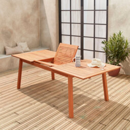 Sweeek - 8 To 10-Seater Extendable Wooden Garden Table Natural 240X100X75 Cm - Almeria 240Cm - thumbnail 3