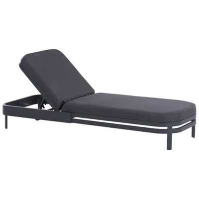 Beliani Sun Lounger Nettuno Reclining Metal Graphite Grey - image 1