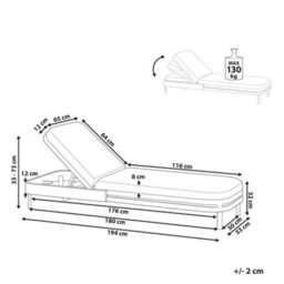 Beliani Sun Lounger Nettuno Reclining Metal Graphite Grey - thumbnail 3