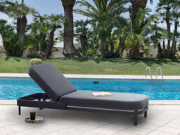Beliani Sun Lounger Nettuno Reclining Metal Graphite Grey - thumbnail 2